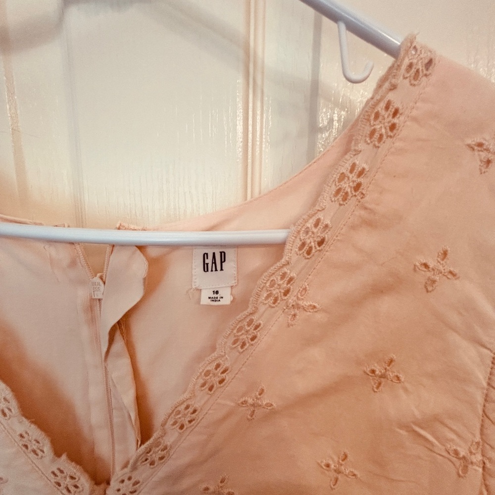 Gap Candy Pink Lined Cotton Dress Women’s Size 16 Feminine Eyelet Retro Grandma - Picture 8 of 12
